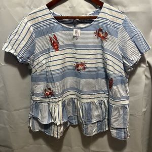 (128) Crown & Ivy curvy lobster blouse